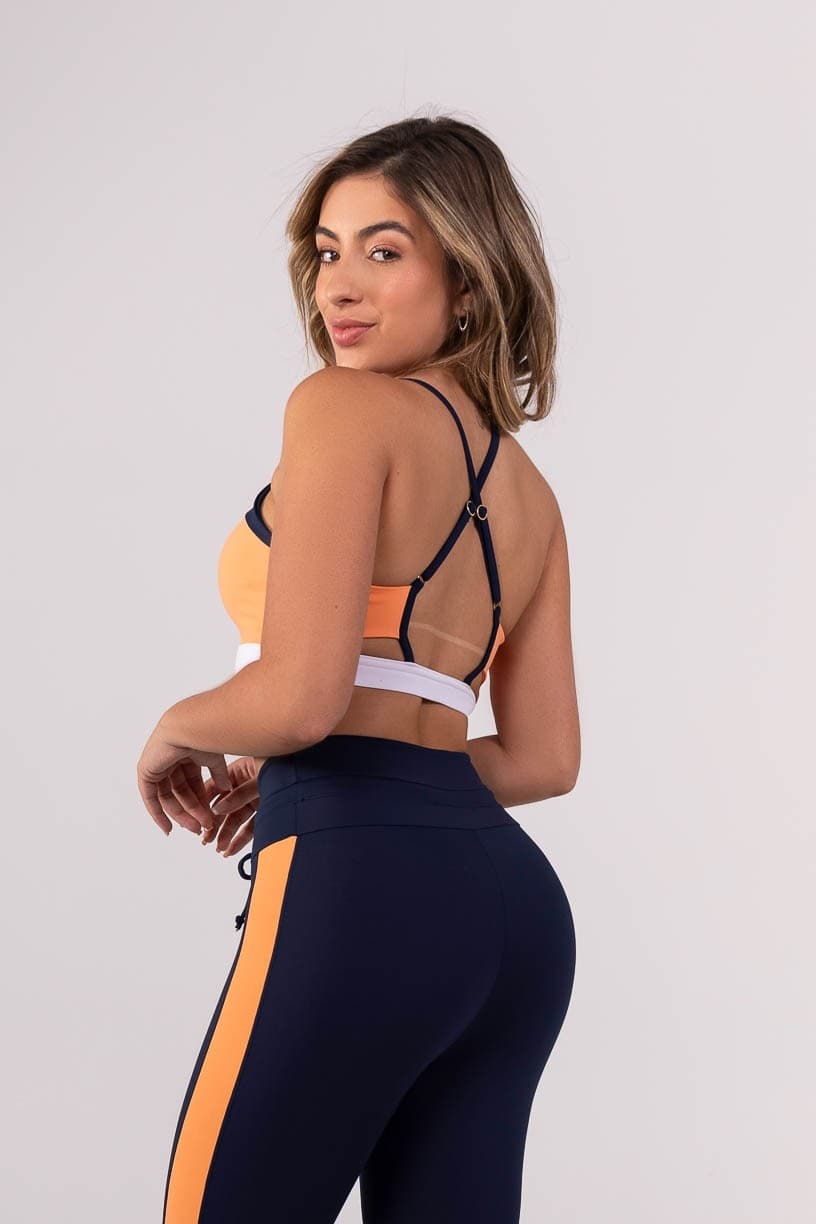 Top com Alças Cruzadas Reguláveis (Laranja / Azul Marinho / Off-White) | Ref: K3859-A