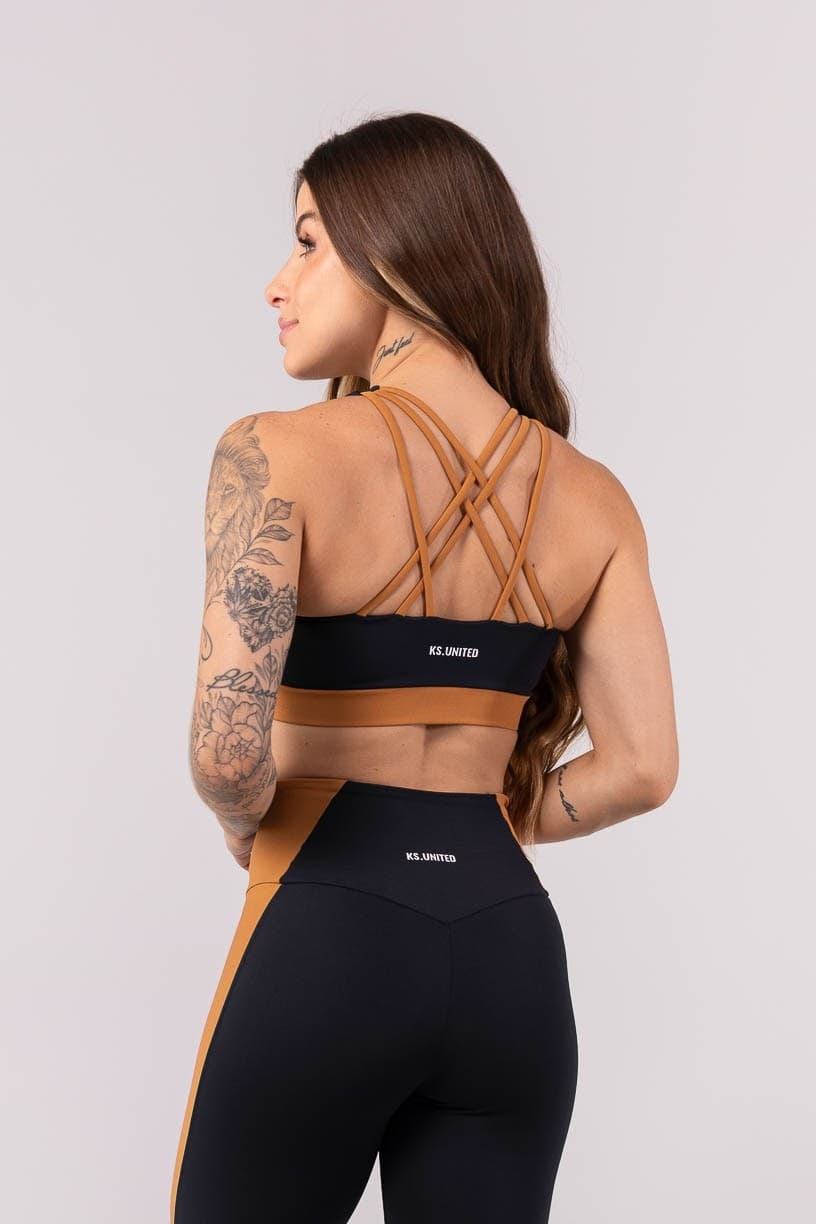 Top Bicolor com Alças Entrelaçadas (Preto / Marrom) | Ref: K3912-A