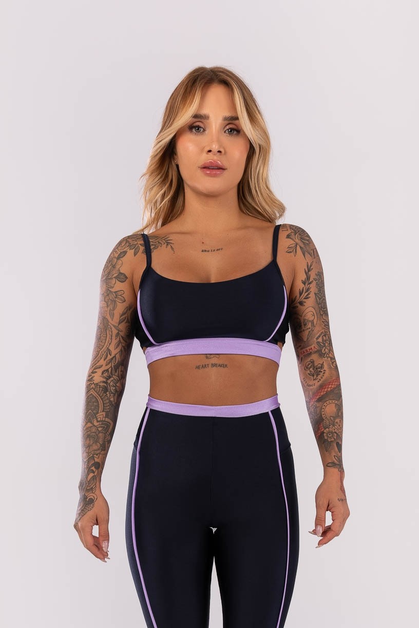 Top com Alças e Tira no Cós (Azul Marinho / Lilás) | Ref: K4012-A