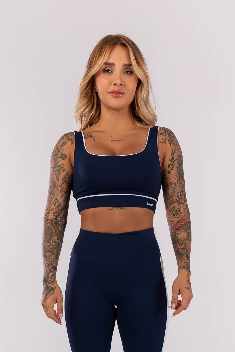 Top com Vivo no Cós (Azul Marinho / Branco) | Ref: K4023-A