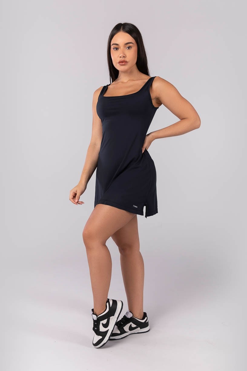 Vestido Beach Tennis com Fenda (Preto) | Ref: K4064-A