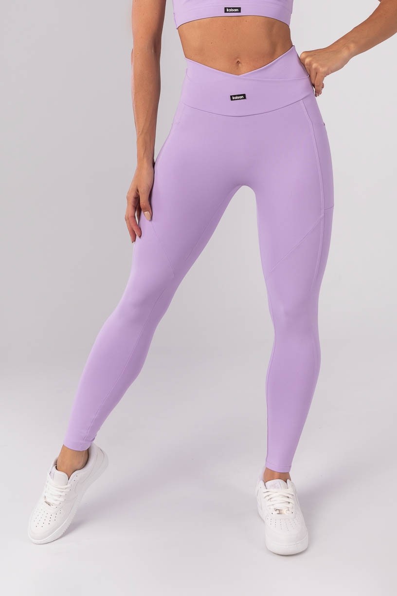 Calça Legging sem Gancho com Cós Transpassado (Lilás) | Ref: K4170-C