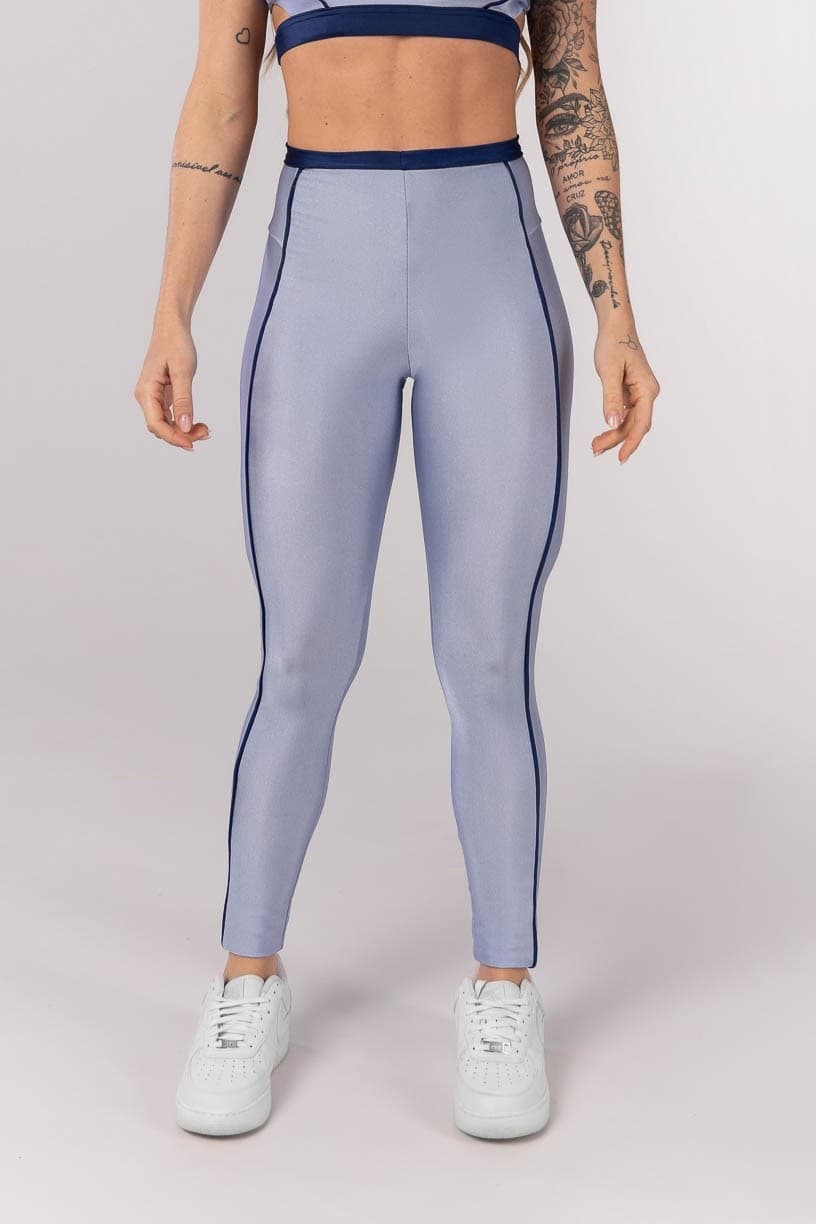 Calça Legging com Vira e Vivo (Azul Claro / Azul Marinho) | Ref: K4013-B