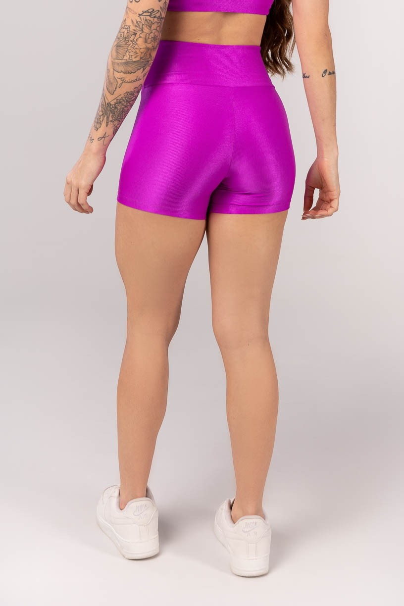 Short Canelado com Cós Transpassado (Roxo) | Ref: K4252-B