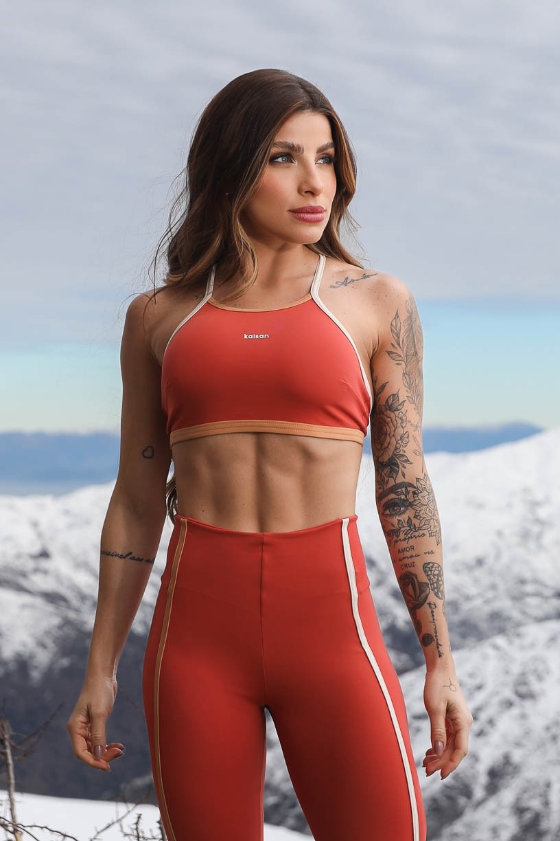 Top Tricolor com Alças Cruzadas (Cobre / Caramelo / Bege) | Ref: K4262-C