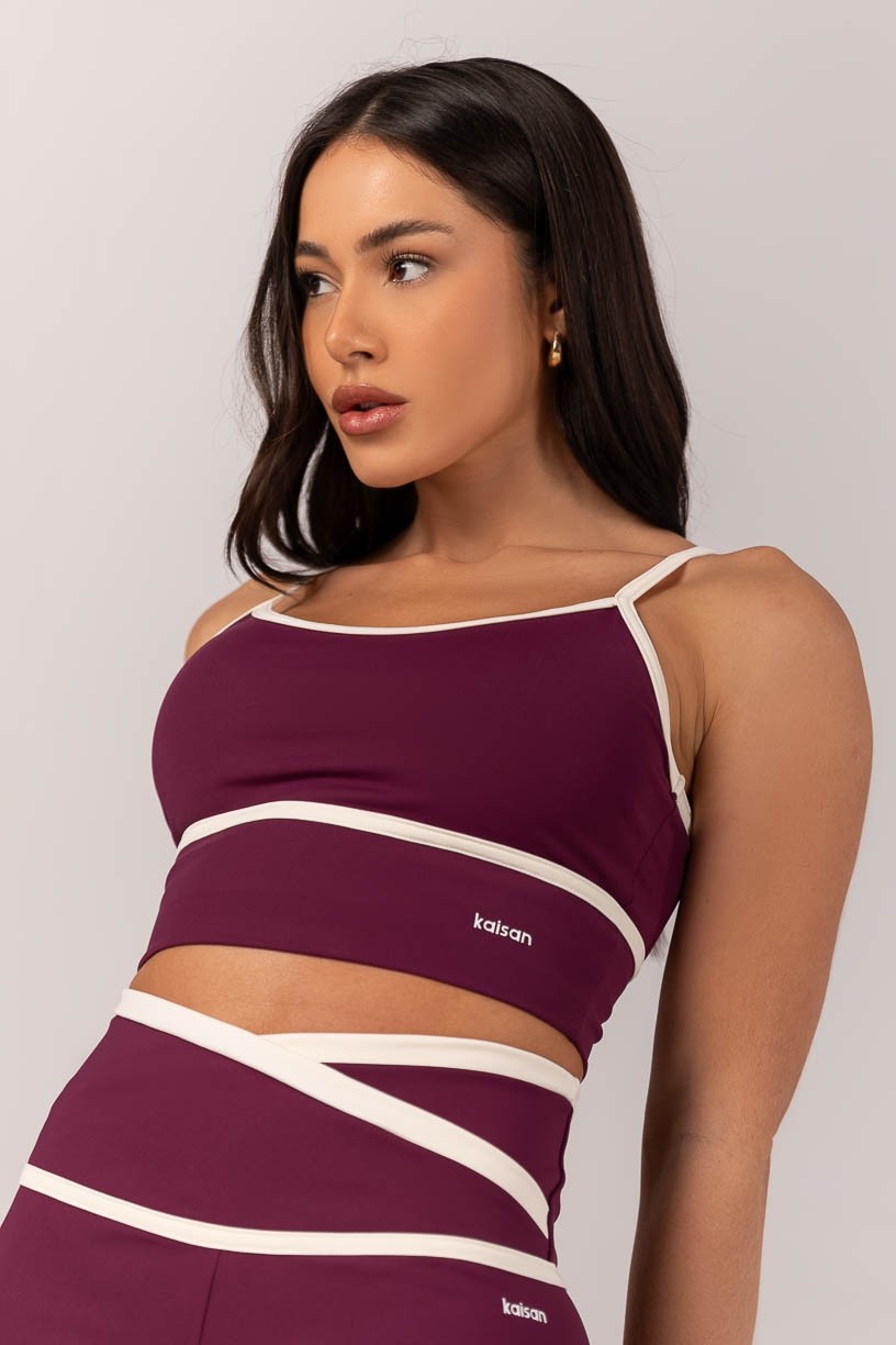 Top com Alças Reguláveis e Chapado (Uva / Off-White) | Ref: K4295-B