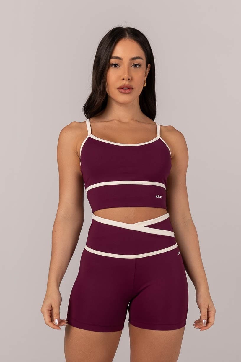 Top com Alças Reguláveis e Chapado (Uva / Off-White) | Ref: K4295-B