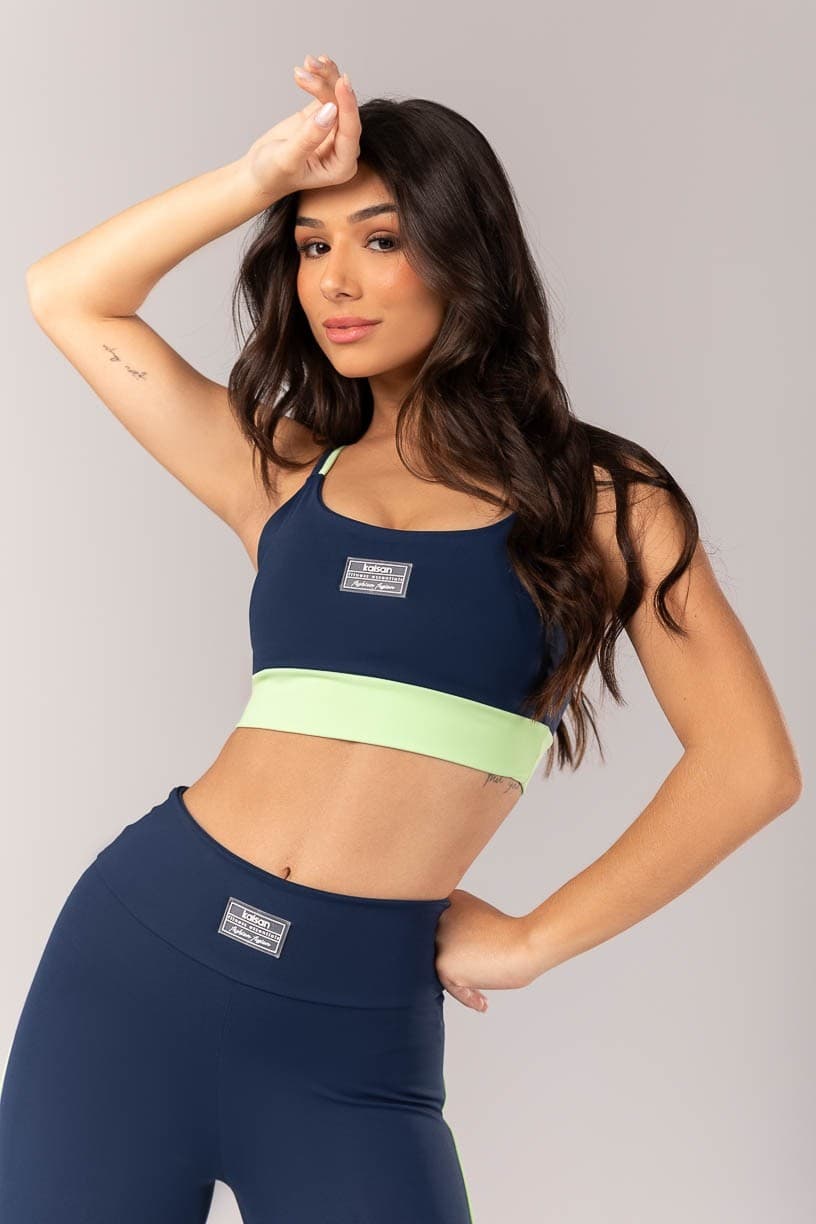 Top Bicolor com Alças Duplas (Azul Marinho / Verde) | Ref: K4331-B