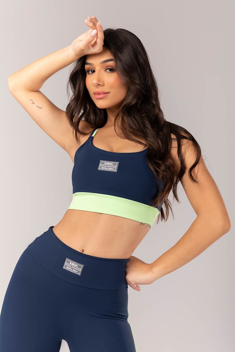 Top Bicolor com Alças Duplas (Azul Marinho / Verde) | Ref: K4331-B