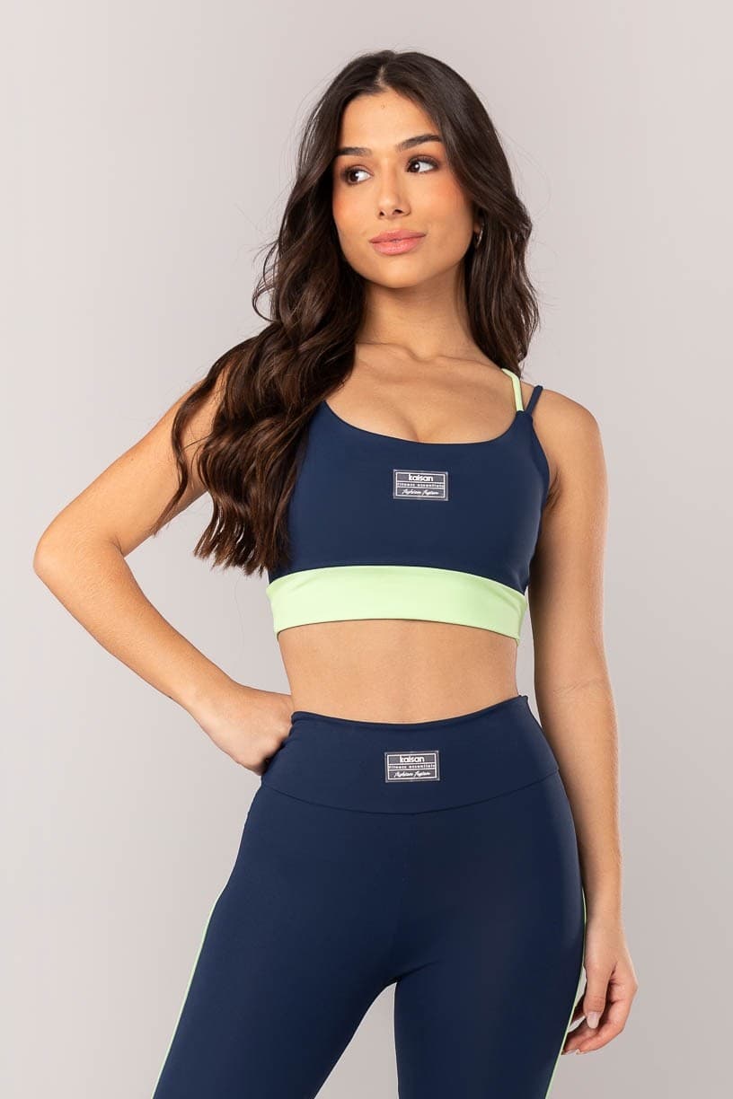 Top Bicolor com Alças Duplas (Azul Marinho / Verde) | Ref: K4331-B