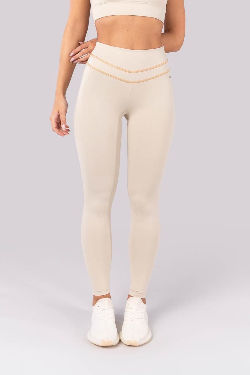 Calça Legging com Cobertura no Cós (Bege / Caramelo) | Ref: K4390-A