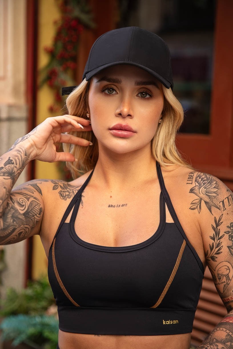 Top com Frente Única e Cobertura (Preto) | Ref: K4433-A