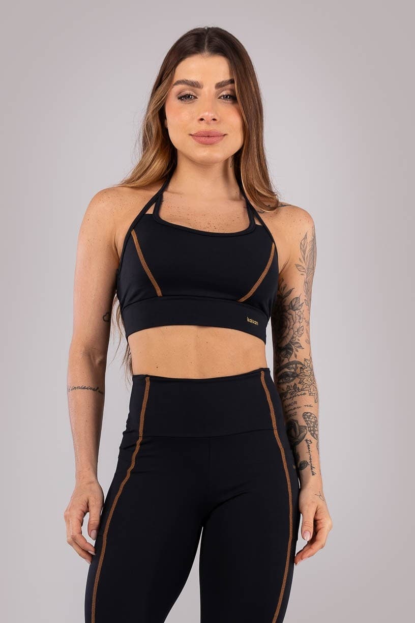 Top com Frente Única e Cobertura (Preto) | Ref: K4433-A