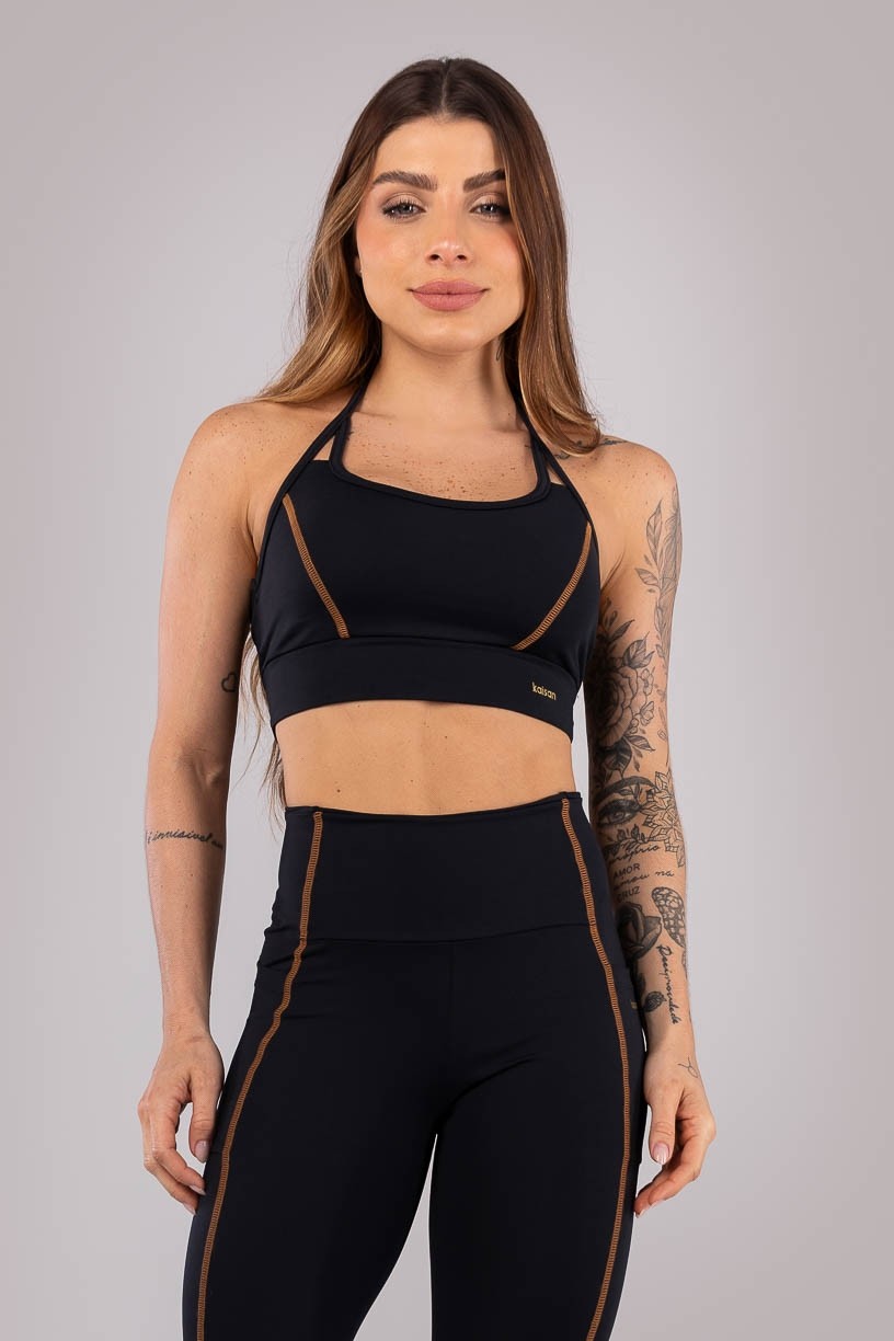 Top com Frente Única e Cobertura (Preto) | Ref: K4433-A