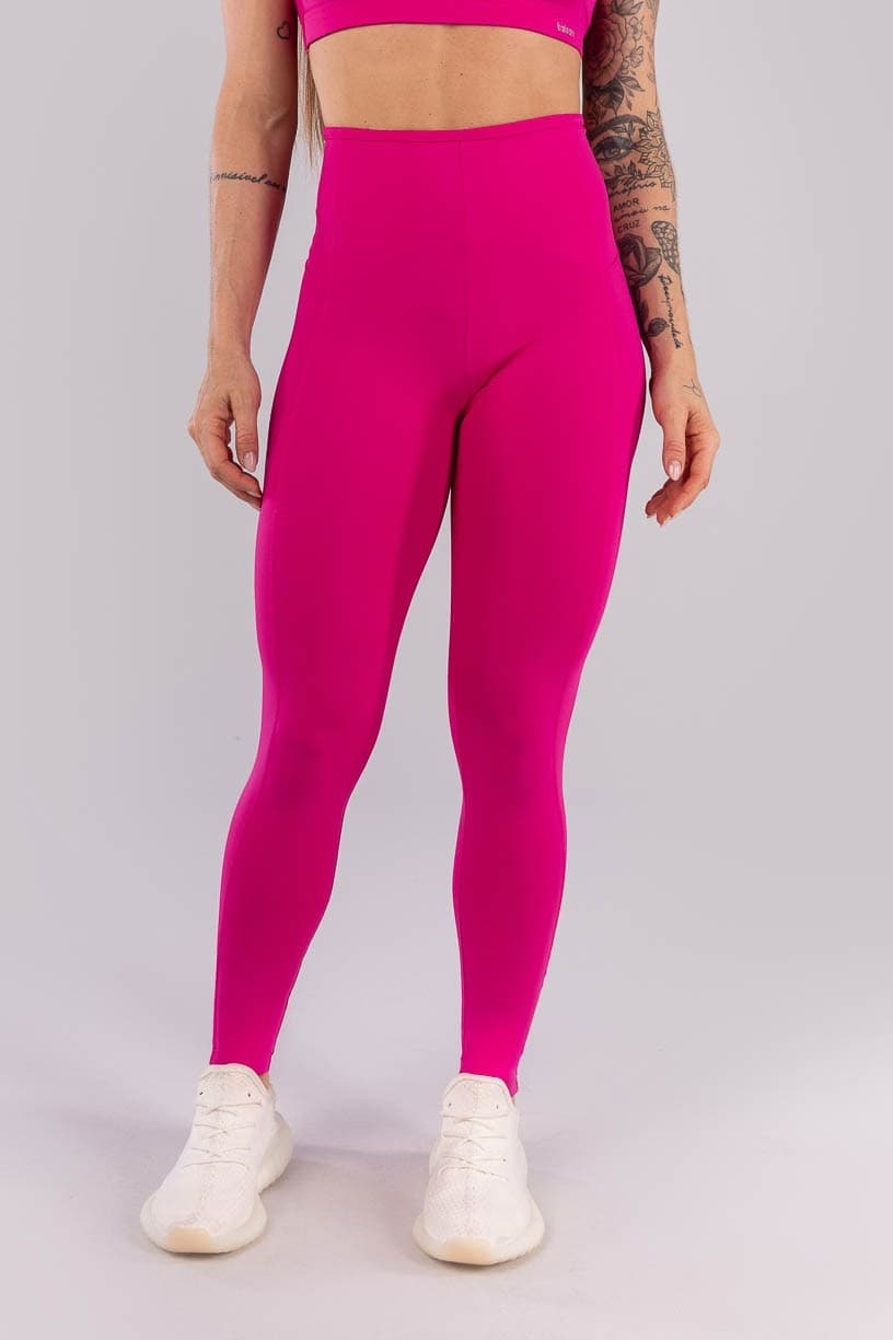 Calça Legging com Recortes e Viés Na Cintura (Rosa Choque) | Ref: K4445-C