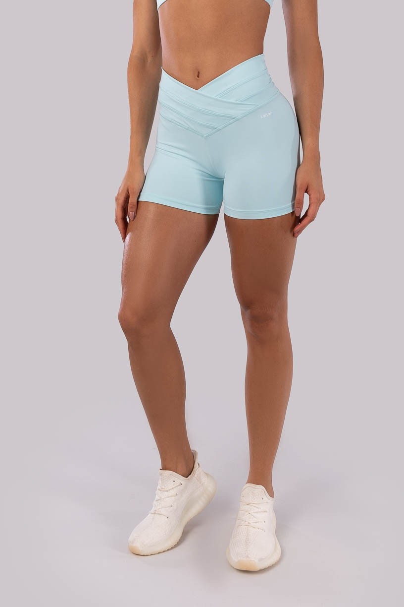 Short com Cós Transpassado com Cobertura (Azul Bebê) | Ref: K4519-B
