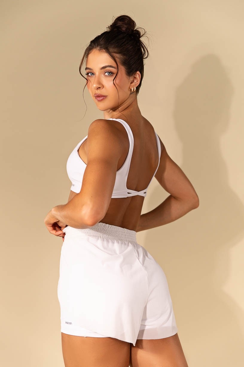 Top com Alças Largas e Costas Abertas com Tiras (Branco) | Ref: K4541-A