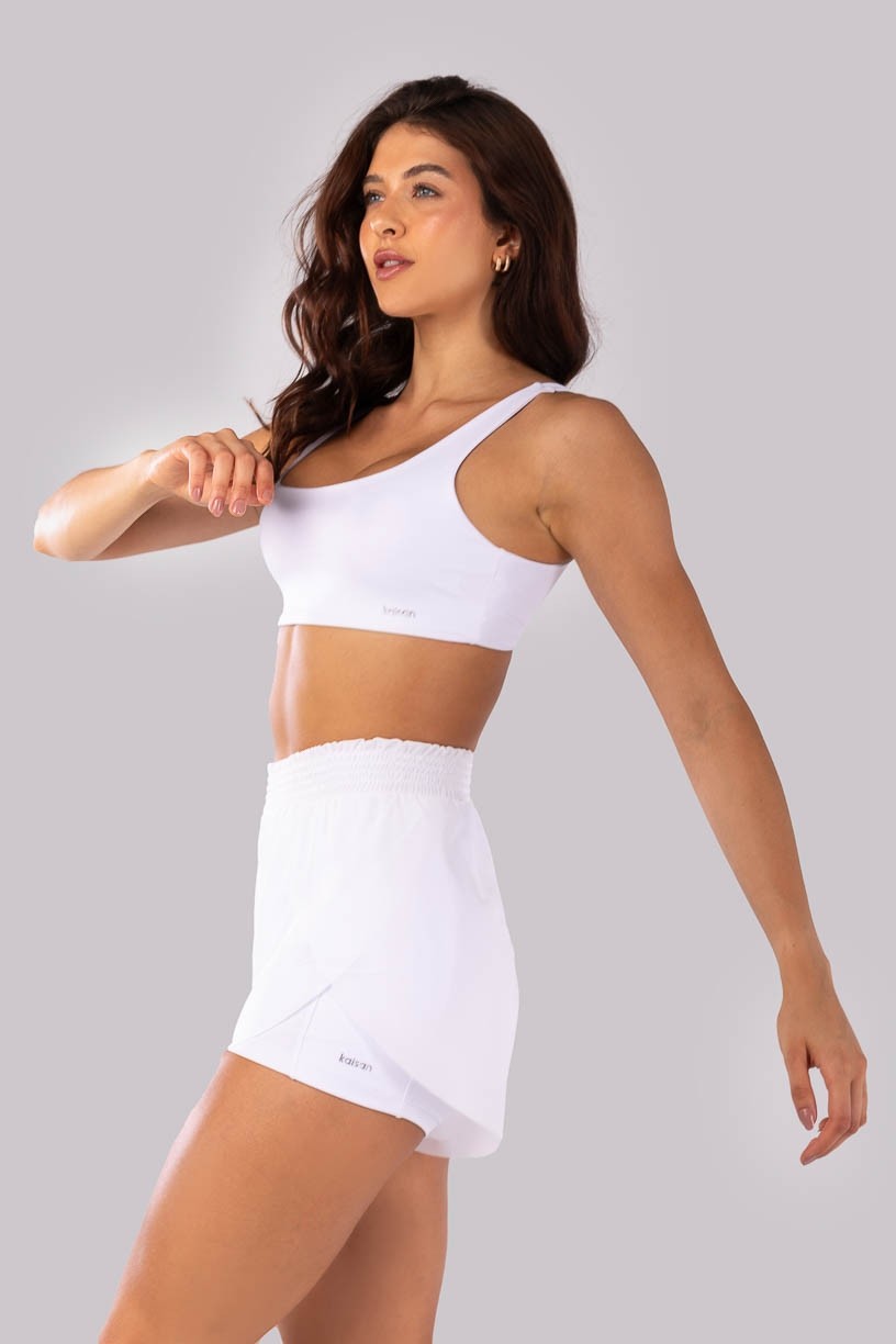 Short Duplo em Tule com Bolsos Internos (Branco) | Ref: K4542-A