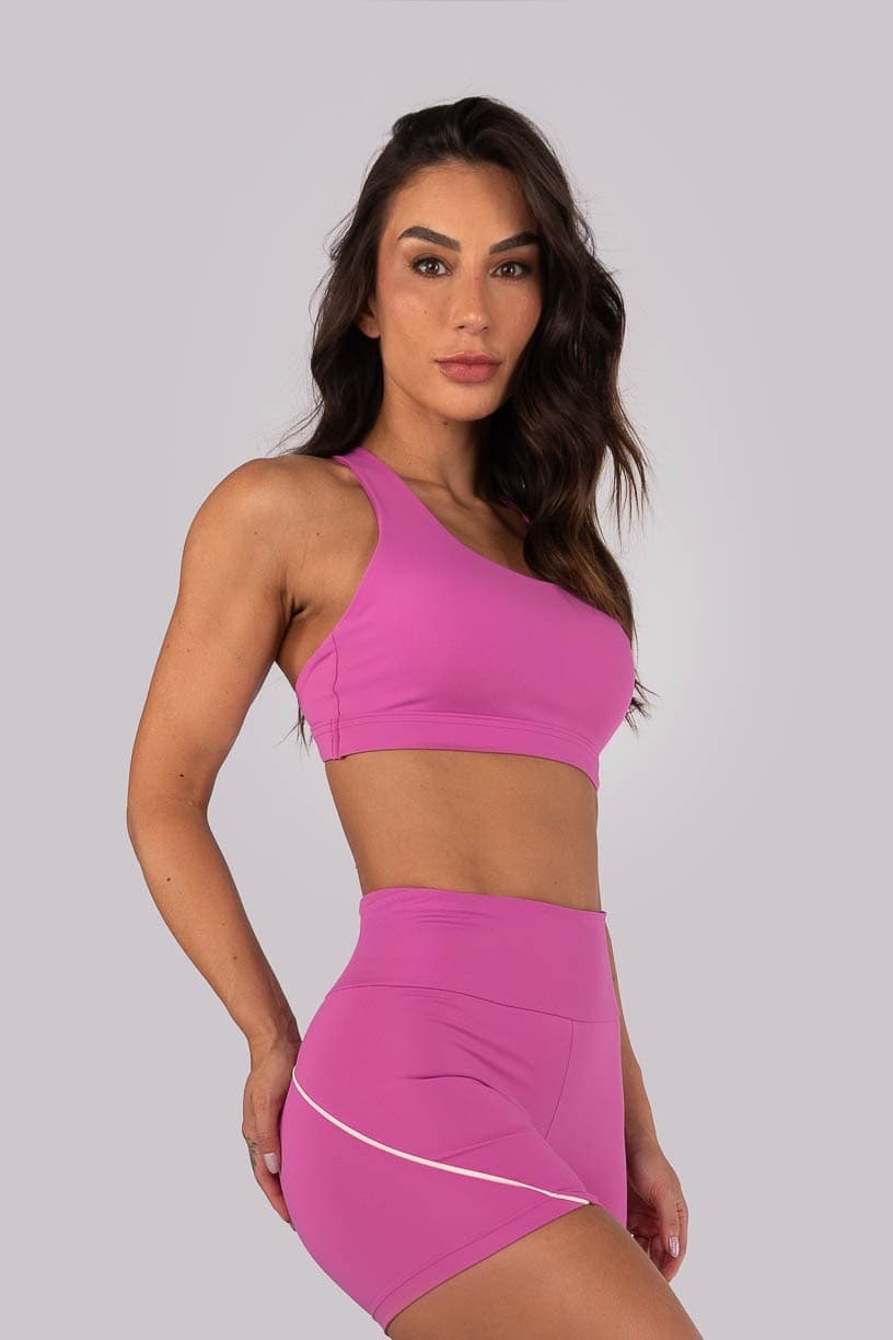 Top com Alças Entrelaçadas Contrastantes (Rosa Fúcsia / Off-White) | Ref: K4560-B