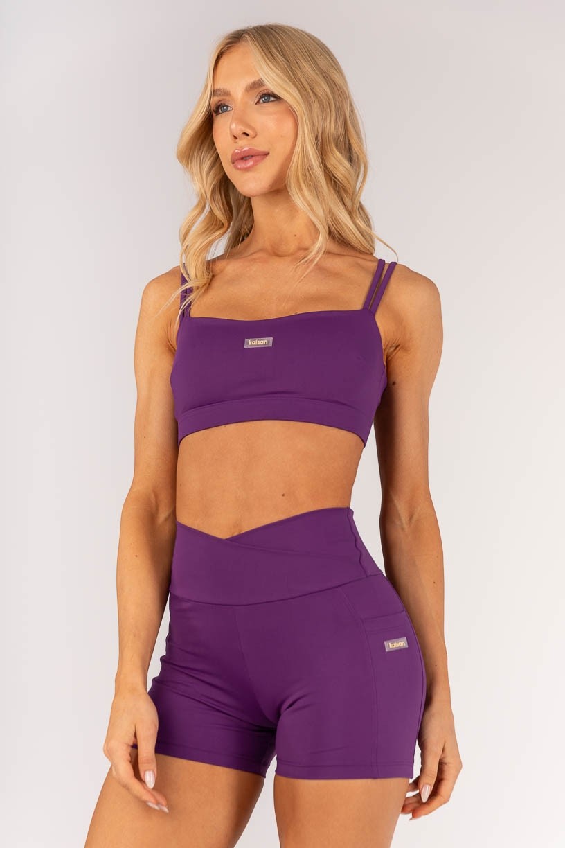 Short com Cós Transpassado e Bolsos (Ametista) | Ref: K4361-E