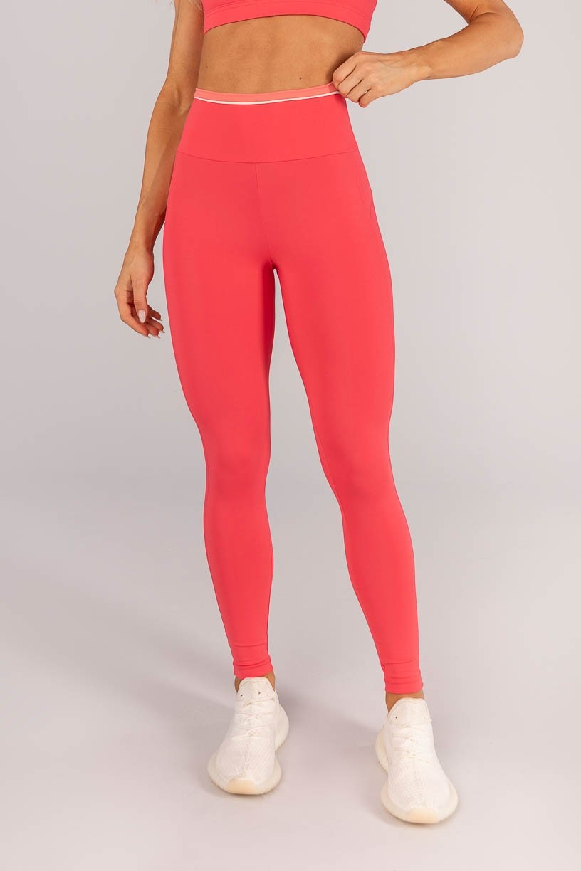 Calça Legging com Vivo na Vira (Rosa Pink / Aquarela / Off-White) | Ref: K4583-B