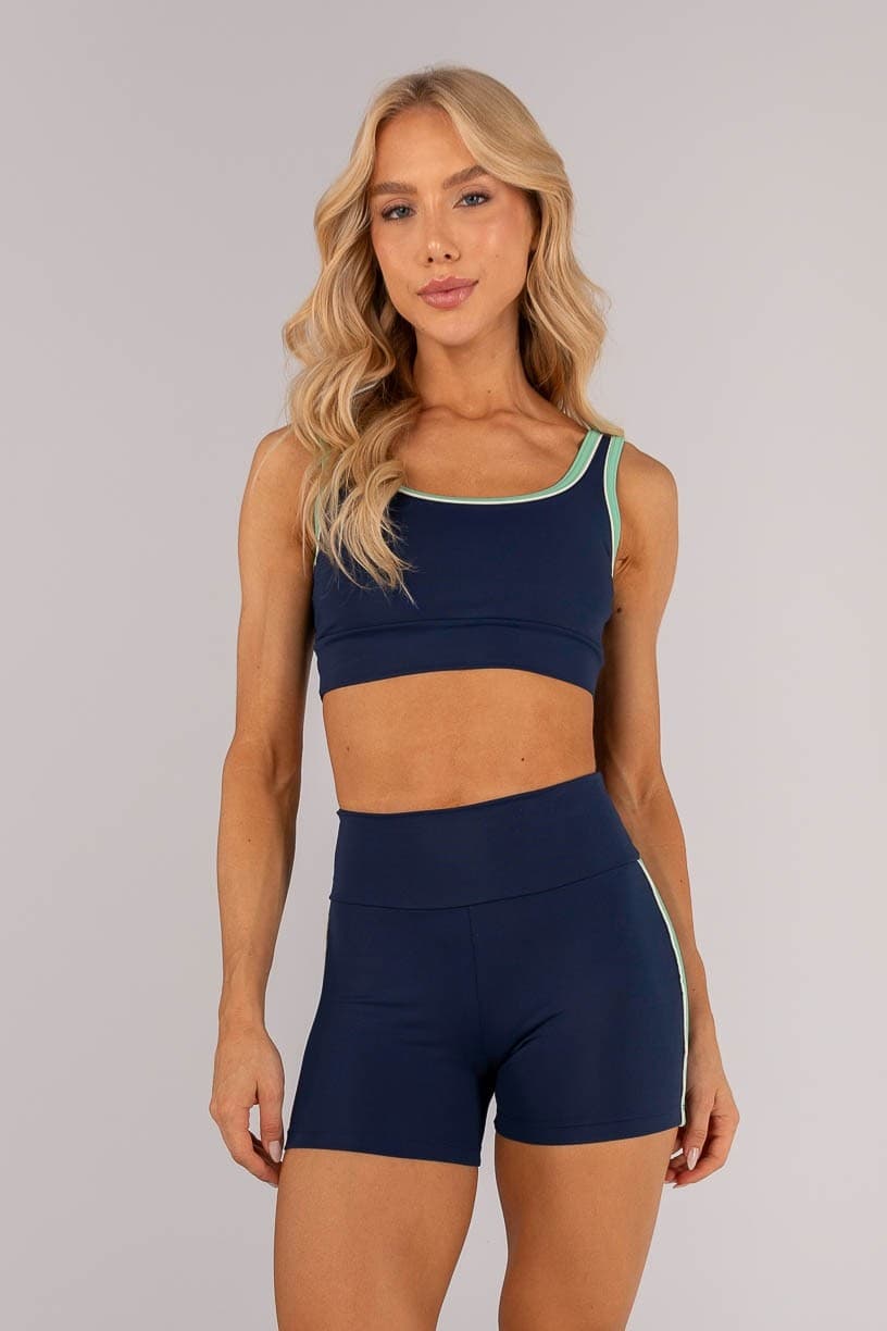 Top Tricolor com Vivo no Viés (Azul Marinho / Verde Menta / Off-White) | Ref: K4594-A