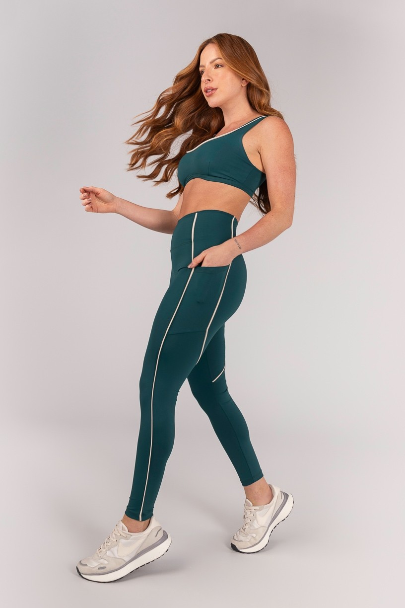 Calça Legging com Bolsos e Vivo (Imperial / Off-White) | Ref: K4647-B