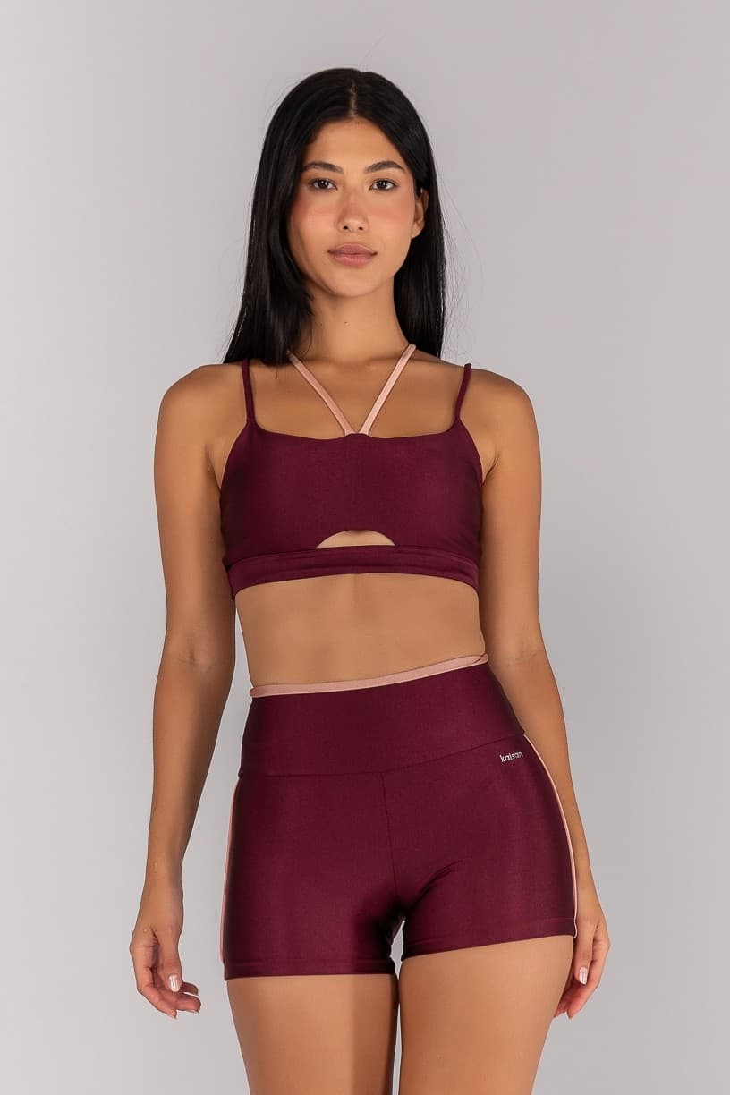 Top Strappy com Abertura no Cós (Vinho / Rose) | Ref: K4370-C
