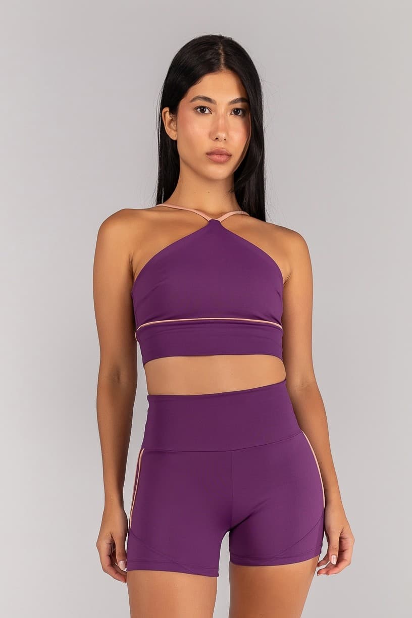 Top Halter com Alças e Vivo Platinado (Ametista / Rose) | Ref: K4676-B