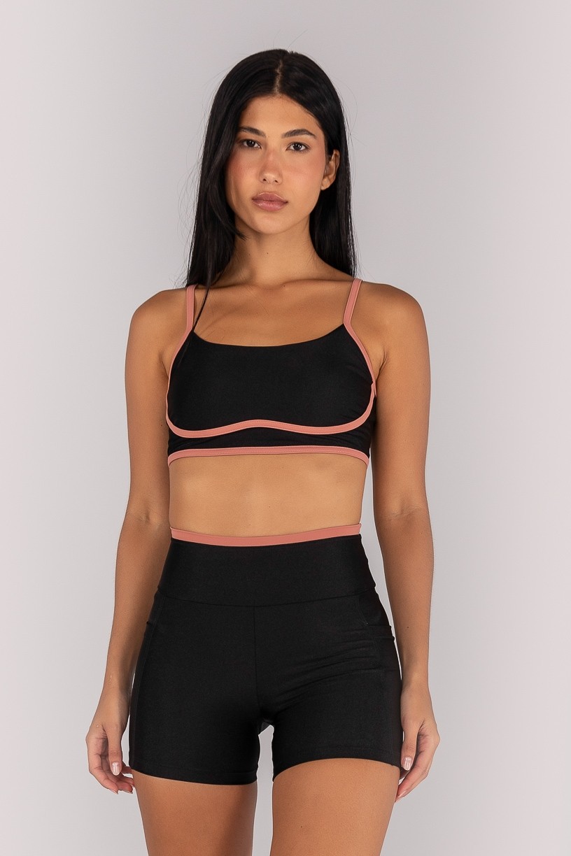 Top Platinado com Alças (Preto / Telha) | Ref: K4691-A