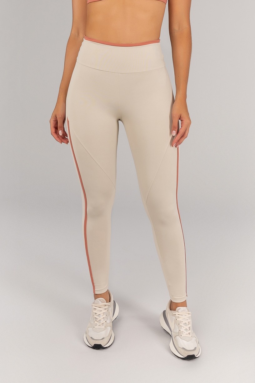 Calça Legging com Chapado e Vira (Off-White / Telha) | Ref: K4694-B