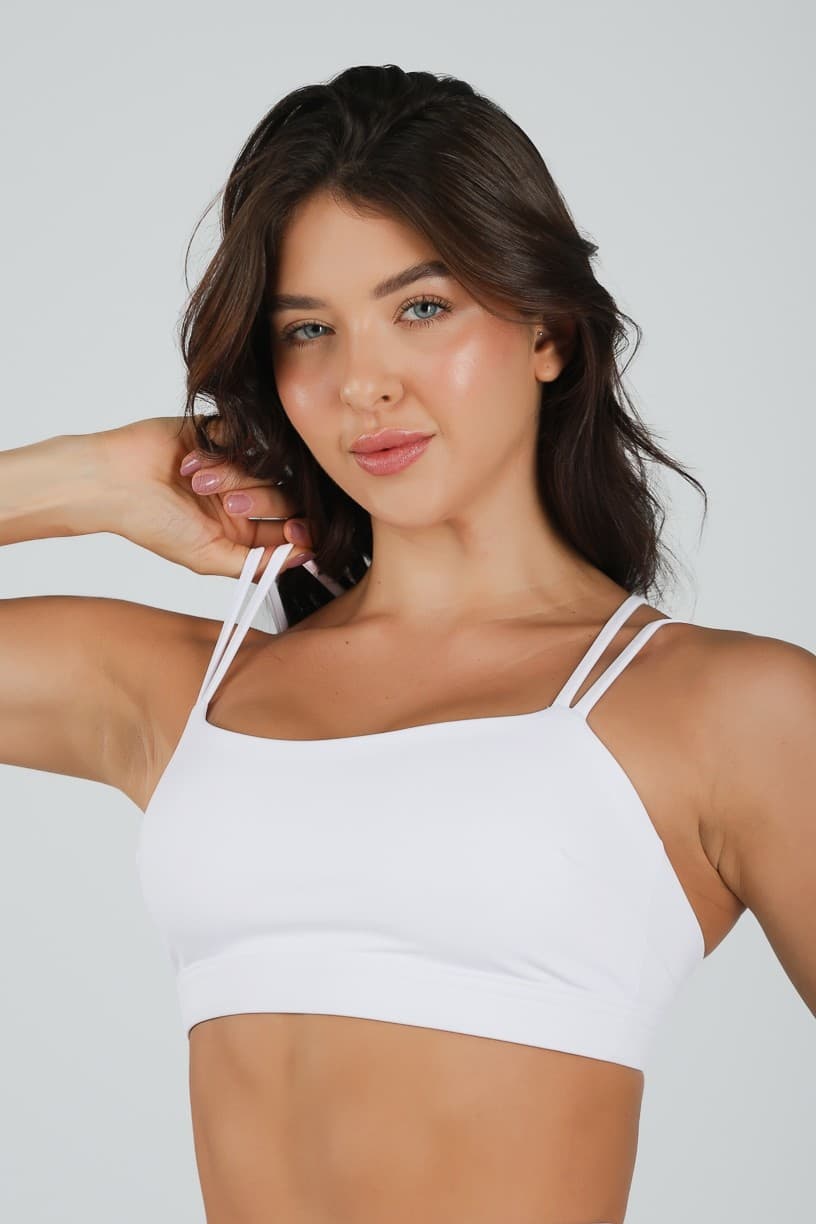 Top com Decote Reto e Alças Duplas (Branco) | Ref: K4812-A