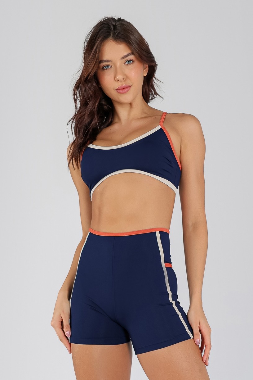 Top Alças com Viés Colorido (Azul Marinho / Cobre / Off-White) | Ref: K4712-A