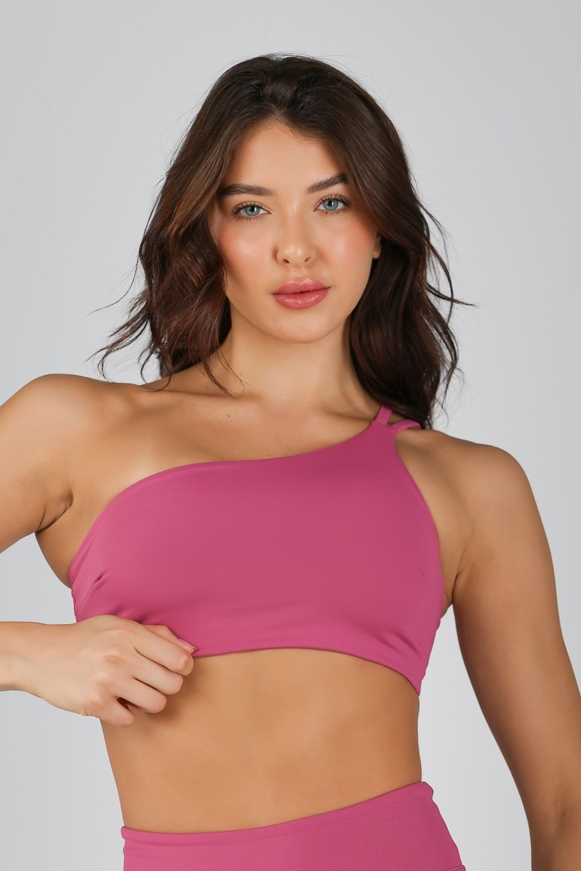 Top com Decote Assimétrico com Alças Duplas em Rolotê (Sorbet) | Ref: K4715-B