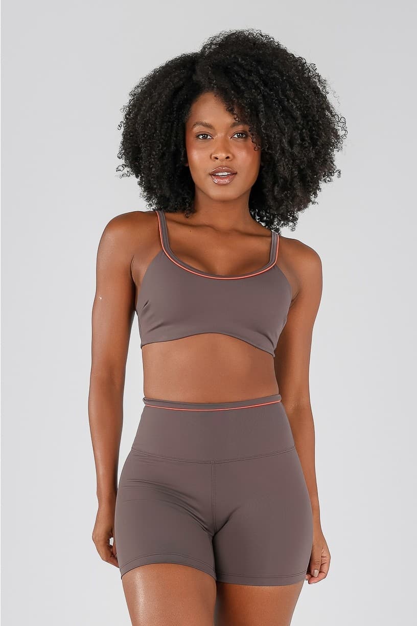 Top com Vivo Contrastante nas Alças (Trufa / Cobre) | Ref: K4724-A