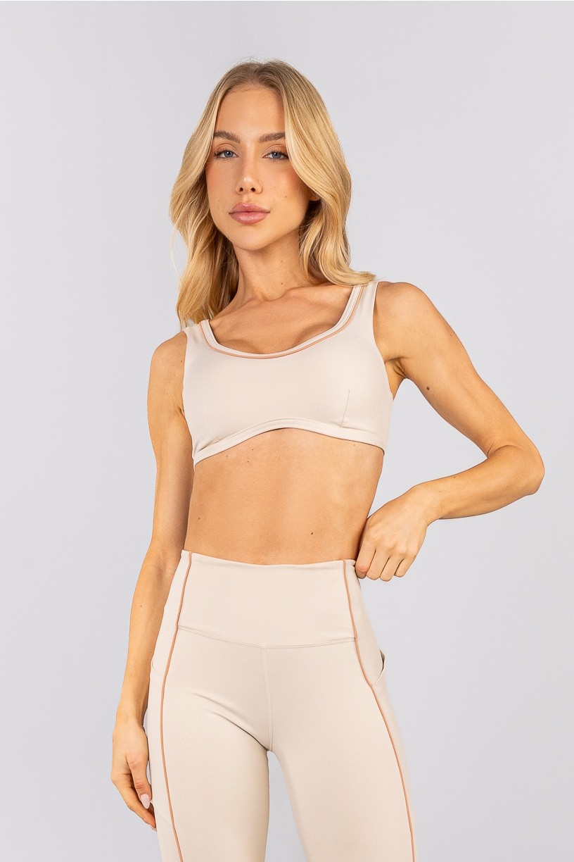 Top Alças Largas e Viés com Vivo Embutido (Off-White / Macadâmia) | Ref: K4646-C