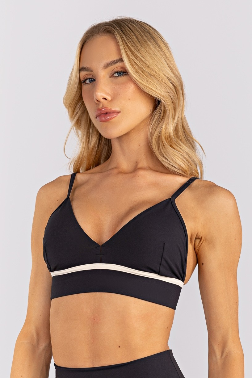 Top Triângulo com Chapado e Alças Reguláveis (Preto / Vanilla) | Ref: K4744-A