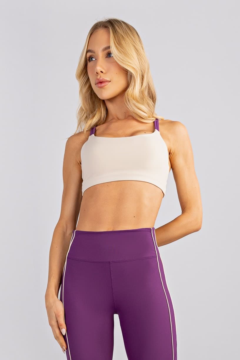 Top com Alças Duplas Coloridas (Off-White / Ametista) | Ref: K4747-A