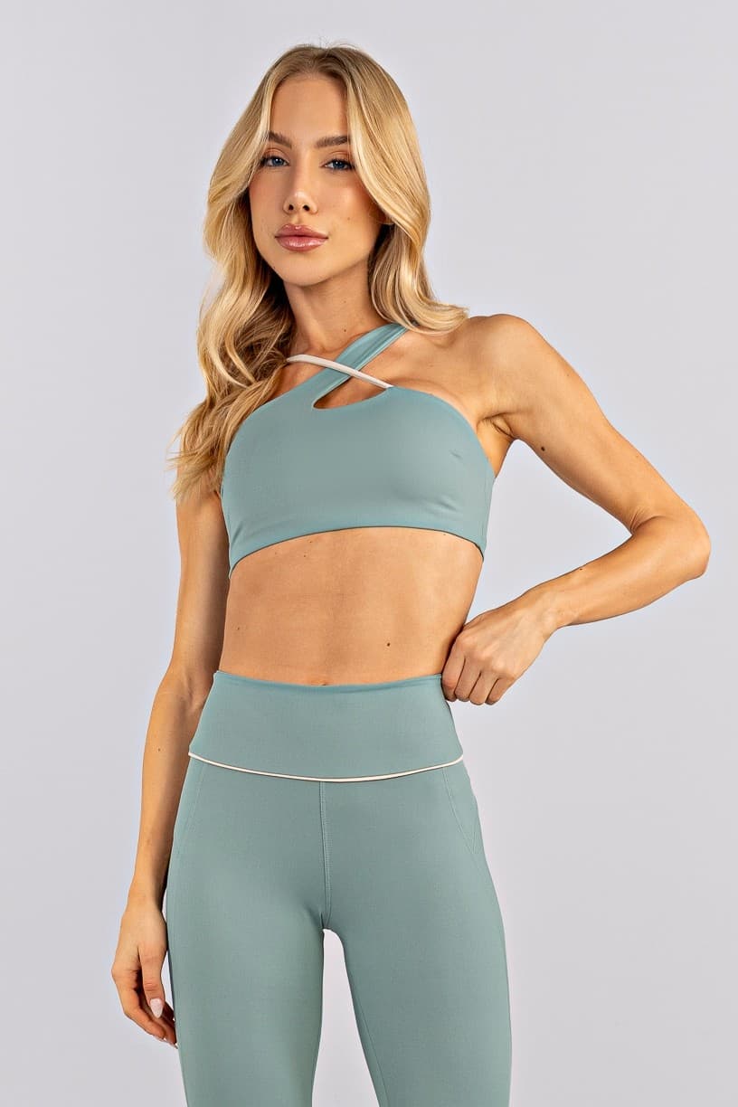 Top Assimétrico com Alça Contrastante (Citrus / Off-White) | Ref: K4753-A