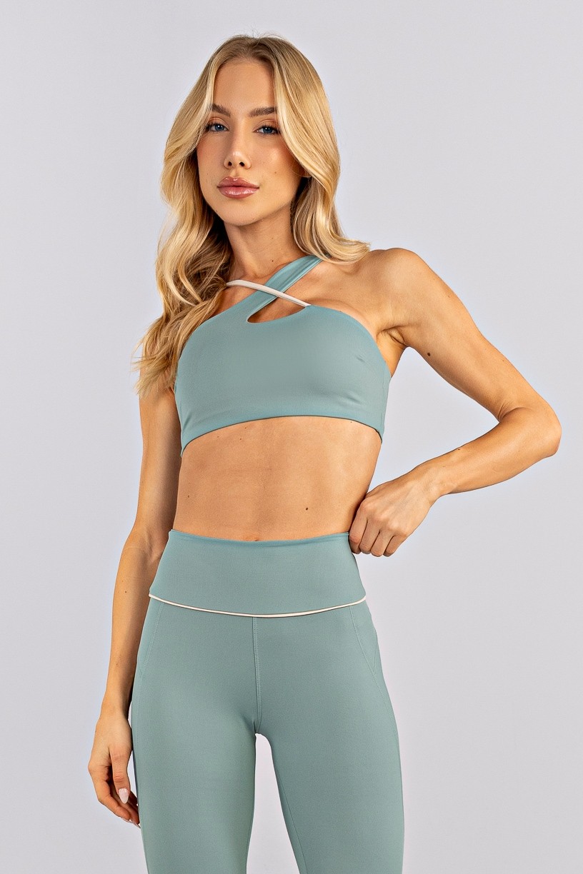 Top Assimétrico com Alça Contrastante (Citrus / Off-White) | Ref: K4753-A