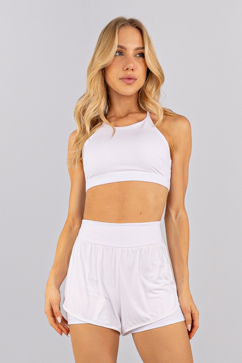 Top com Decote Alto Tiras nas Costas (Branco) | Ref: K4766-A