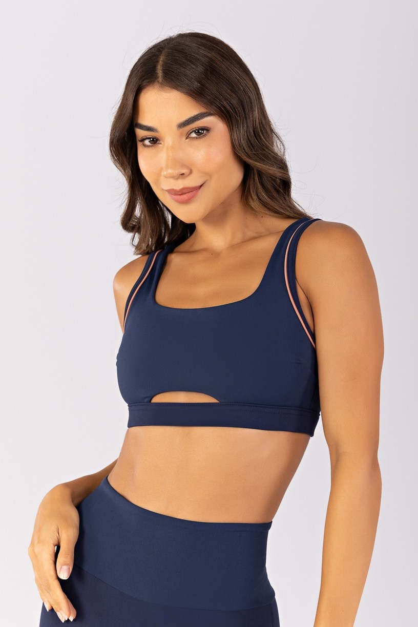 Top com Alças Largas e Abertura na Frente (Azul Marinho / Telha) | Ref: K4793-A