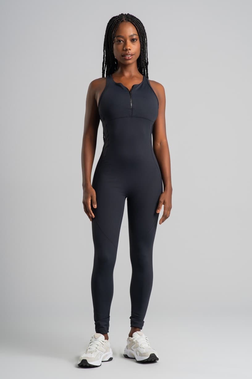 Macacão com Zíper e Frente Inteira (Preto) | Ref: K4839-A