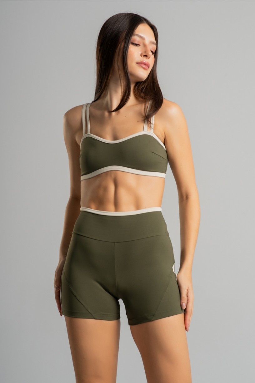 Short com Chapado e Vira (Militar / Off-White) | Ref: K4695-C
