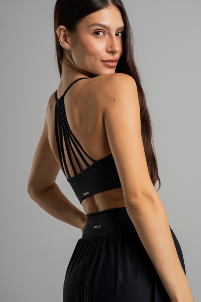 Top com Decote Alto Tiras nas Costas (Preto) | Ref: K4766-B