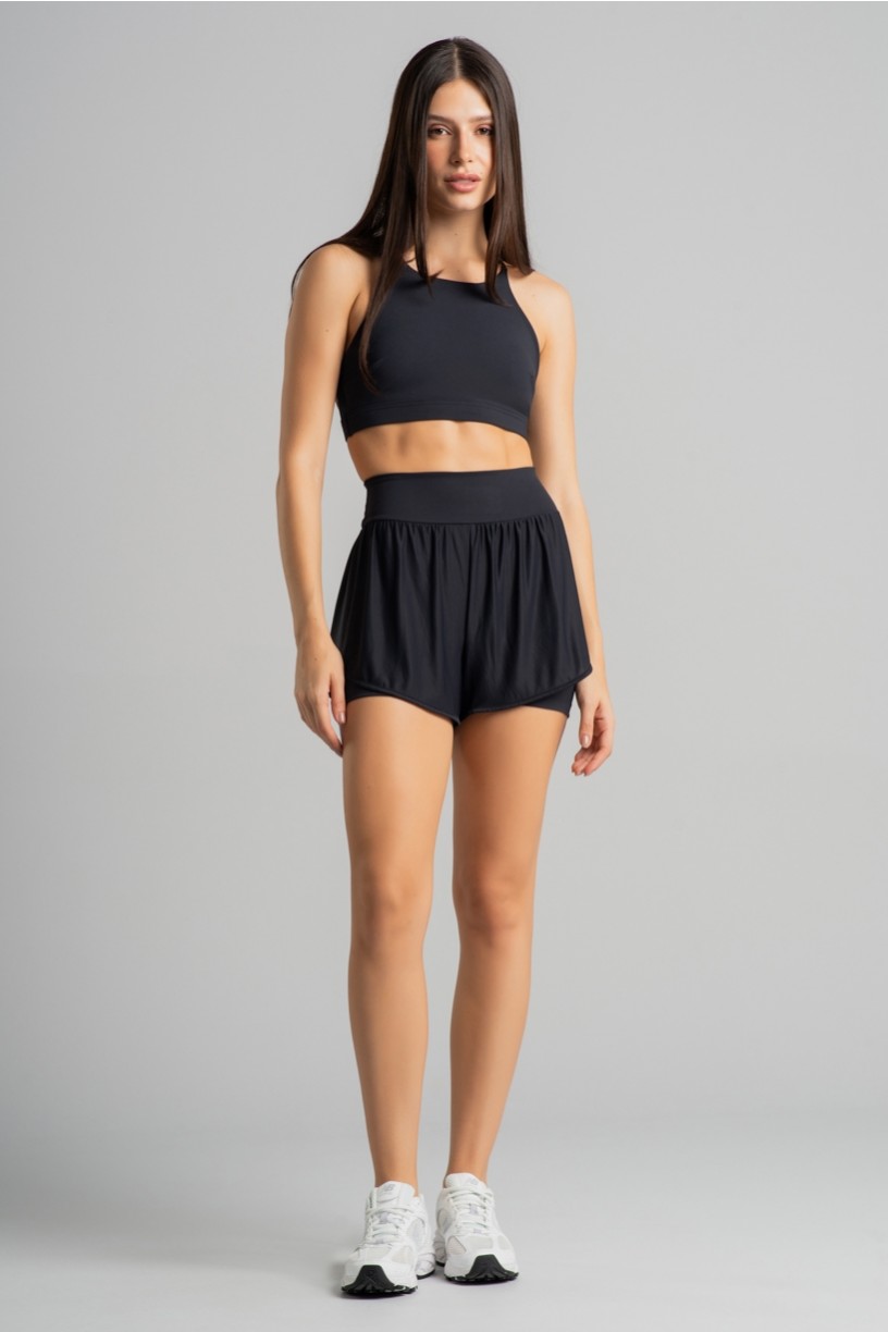 Top com Decote Alto Tiras nas Costas (Preto) | Ref: K4766-B