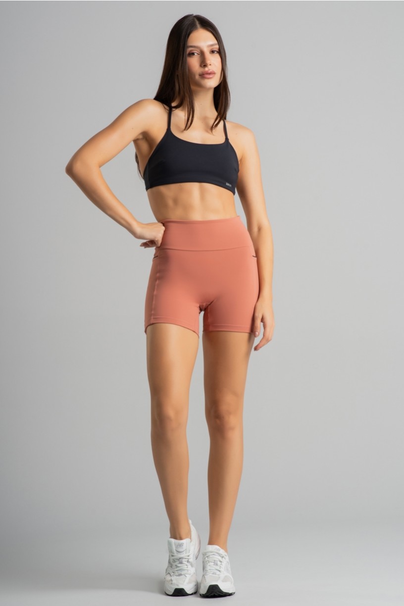 Short com Detalhe de Vivo nos Bolsos (Telha / Preto) | Ref: K4850-A