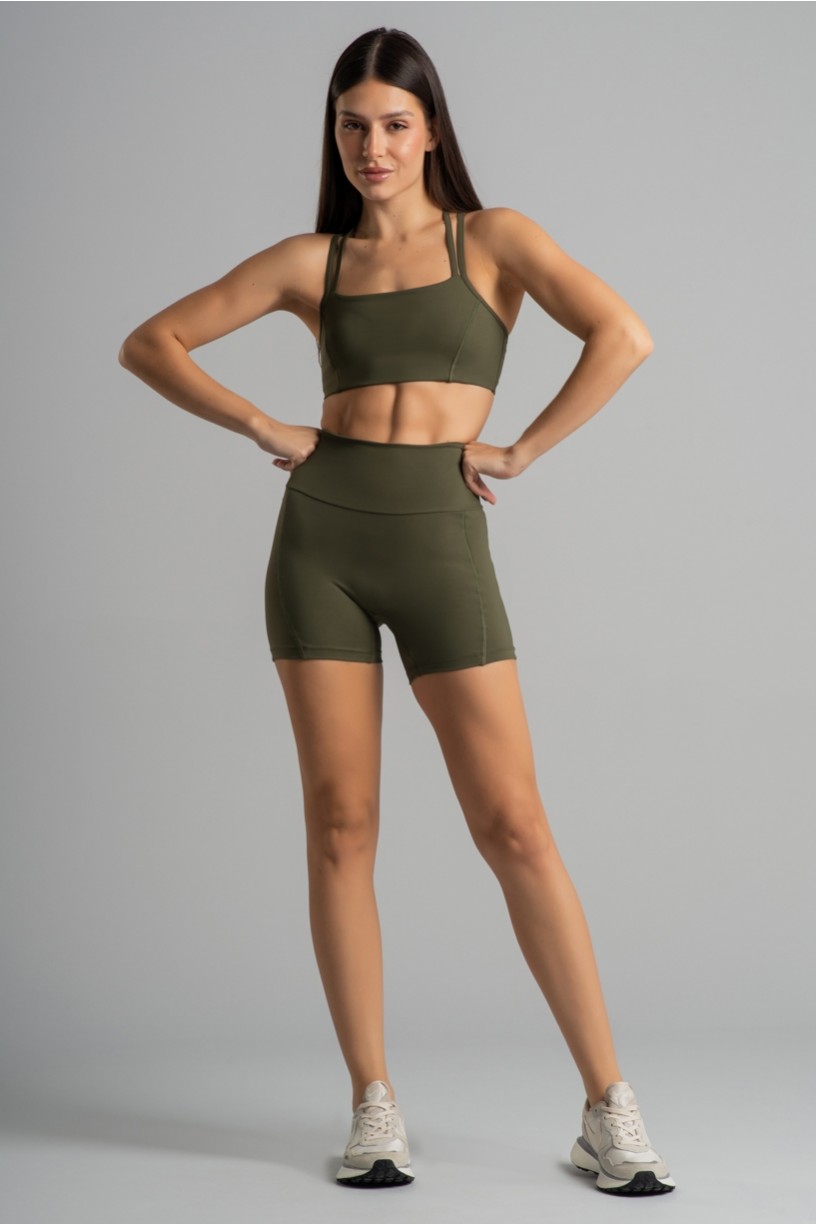 Short sem Gancho com Bolso no Cós (Militar) | Ref: K4853-A