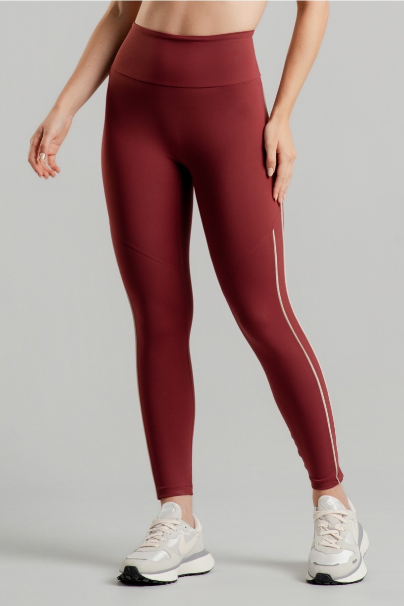 Calça Legging sem Gancho com Vivo Contrastante (Rum / Off-White) | Ref: K4875-A