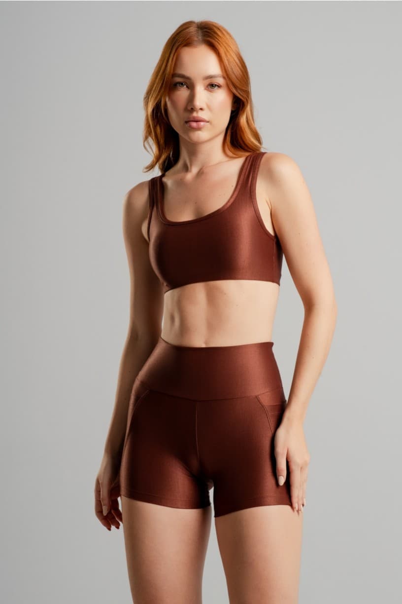 Short Canelado com Bolsos Laterais (Terra) | Ref: K4885-A